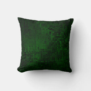 Élégant Motif Carré Vert foncé Coussin