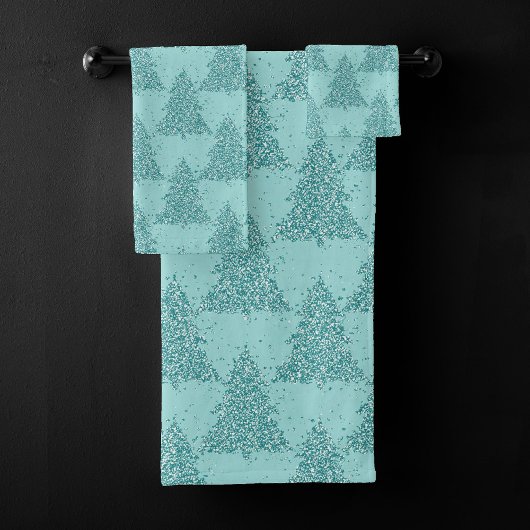 Élégant Motif d'arbre | Luxe Aqua Mint Christmas