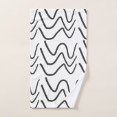 Élégant Motif de bande ondulé noir et blanc (Serviette à main)