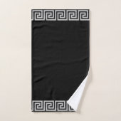 Elégant Motif de cadre grec gris sur noir (Serviette à main)