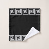 Elégant Motif de cadre grec gris sur noir (Gant de toilette)