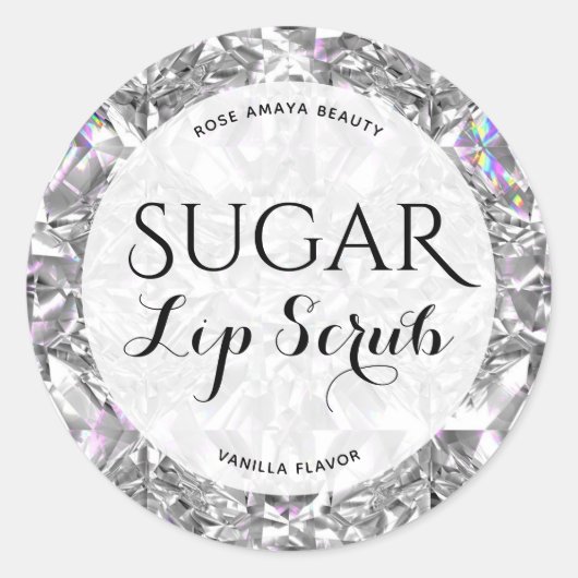 Élégant Motif de diamant Sugar Lip Scrub Étiquette (Devant)