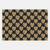 Élégant motif de feuille de palme d'or noir (Devant)