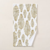 Élégant Motif De Feuilles De Foule Blanche Et Or (Serviette à main)