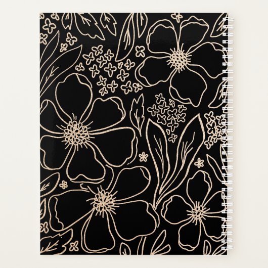 Élégant motif de fleurs de ligne dorée (Dos)