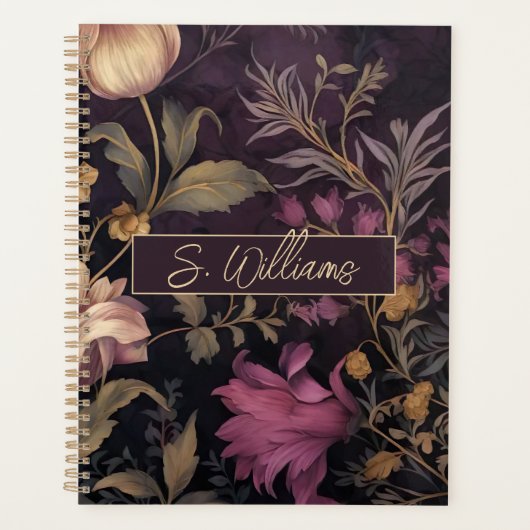 élégant motif de fleurs foncées avec nom (Devant)