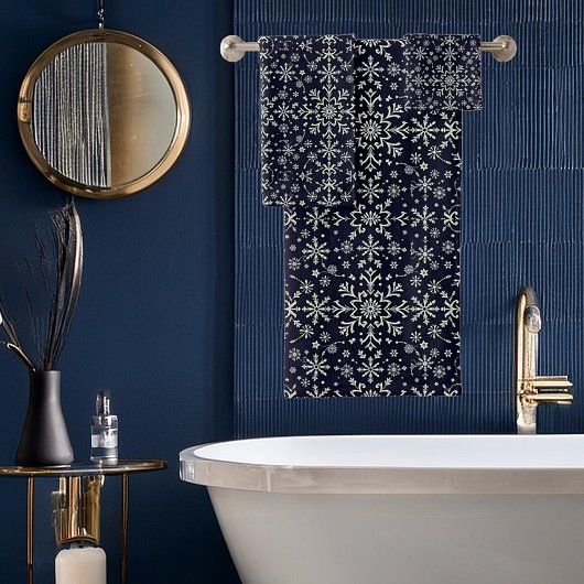 Élégant motif de flocons d'argent et bleu