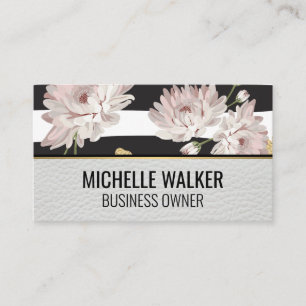 Élégant Motif de jardin de fleurs Carte de visite