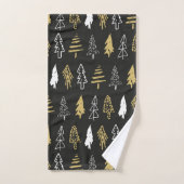 Élégant Motif de la Forêt d'Arbre de Noël en or no (Serviette à main)