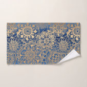 Élégant Motif de Mandala bleu et or (Serviette à main)