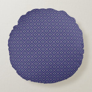 Élégant Motif Diamond Indigo Coussin rond
