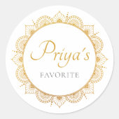 Élégant Motif d'or Indien Mariage Snack Étiquette (Devant)