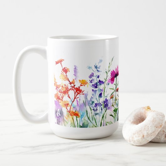 Elégant Motif Fleur Cadeau 🌿 tasse de café 15oz (Avec donut)