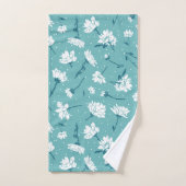 Élégant motif floral - Botanique Turquoise et blan (Serviette à main)