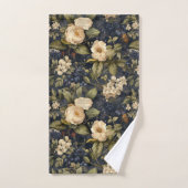 Élégant motif floral crème bleue (Serviette à main)