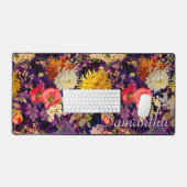Élégant motif floral jaune violet (Clavier et souris)