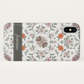 Elégant motif floral Nom personnalisé coque iphone (Dos (Horizontal))