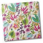 Élégant Motif floral tropical<br><div class="desc">Ce joli tirage ressemble à une vintage impression tropicale florale ! Les parts de rose, violet, bleu, vert, jaune, orange, et plus encore mélangées. Idéal pour les cadeaux ou les produits. Que vous souhaitiez utiliser ce carrelage comme petit dessous de verre ou trivet pour boire un verre ou une assiette......</div>