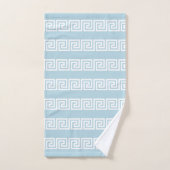 Elégant Motif grec blanc sur bleu clair (Serviette à main)