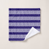 Elégant Motif grec blanc sur bleu marine (Gant de toilette)