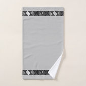 Élégant Motif grec noir sur gris argenté clair (Serviette à main)