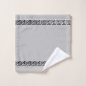 Élégant Motif grec noir sur gris argenté clair (Gant de toilette)