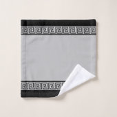 Elégant Motif grec noir sur gris clair et noir (Gant de toilette)