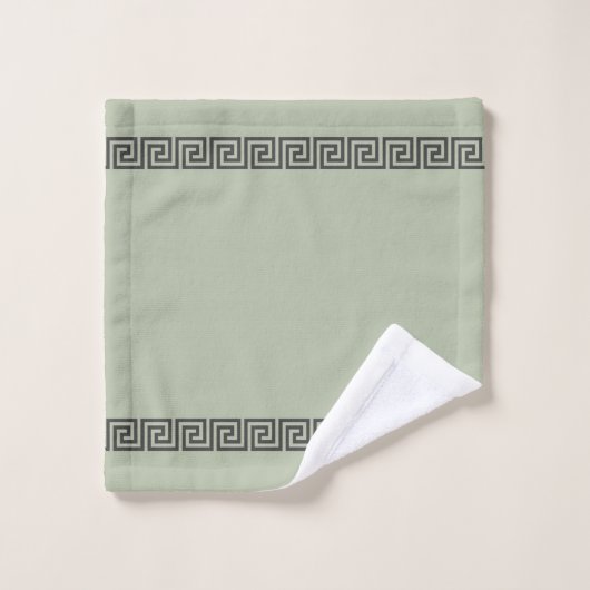 Élégant Motif grec sur Sage Green (Gant de toilette)