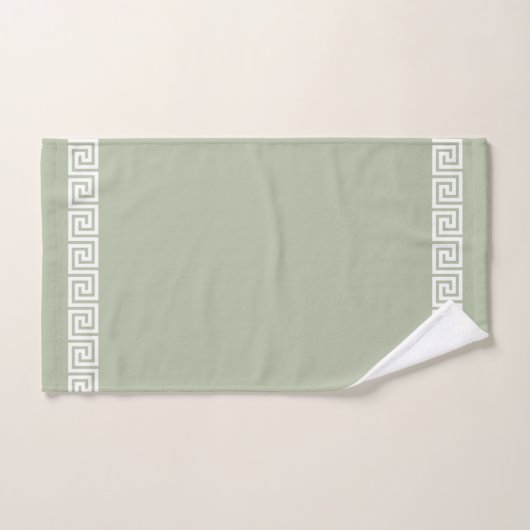 Élégant Motif grec sur Sage Green (Serviette à main)