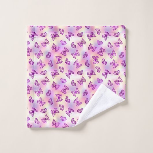 Elégant Motif papillon rose Pastel Design (Gant de toilette)