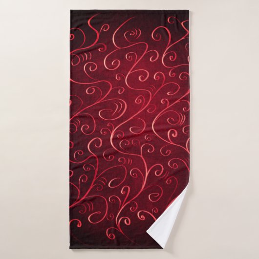 Élégant Motif Red Swirl (Serviette de bain)