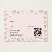 Élégant motif rose floral carte cadeau festif (Dos)