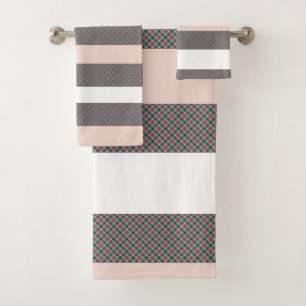 Élégant Motif Tartan Rouge Vert rose