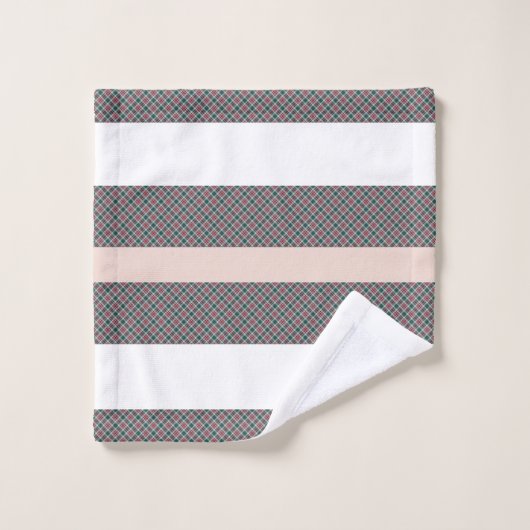 Élégant Motif Tartan Rouge Vert rose (Gant de toilette)