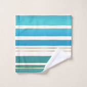 Élégant Motif Turquoise à rayures turquoise (Gant de toilette)