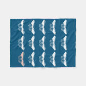 Elegant  mottenpatroon in blauw en wit fleece deken (Voorkant (Horizontaal))