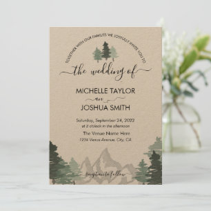 Elegant Mountain Forest Rustic Destination Invitat Kaart