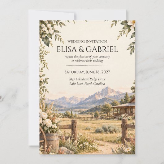Elegant Mountain Wedding Invitation (Devant)