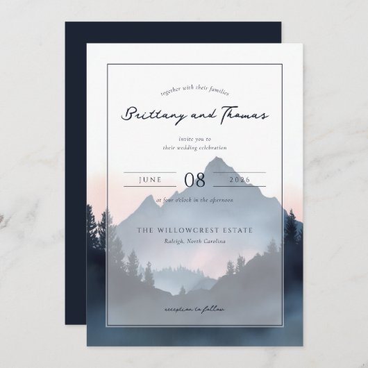 Elegant Mountain Wedding Invitation (Devant / Derrière)