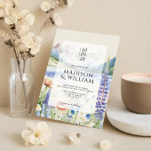 Elegant Mountain Wildflower Landscape Bruiloft Kaart