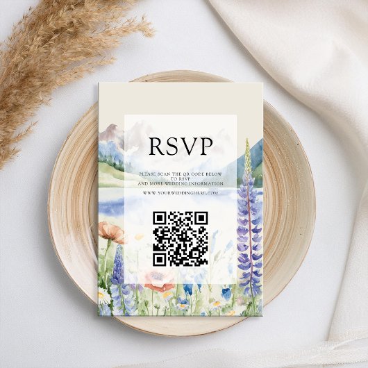 Elegant Mountain Wildflower Landscape Bruiloft RSVP Kaartje