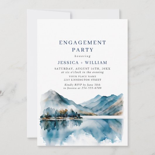 Elegant Mountains Forest Engagement Party QR code Kaart (Voorkant)