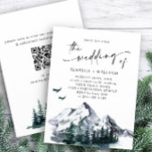 Elegant Mountains Forest Wedding QR code Kaart