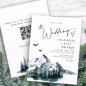 Elegant Mountains Forest Wedding QR code Kaart