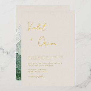 Elegant Mountains Wedding Gold Foil Invitation Folie Uitnodiging