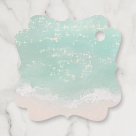 Elegant mousserende oceaanliefde bedankt strandbru bedankjes labels (Achterkant)