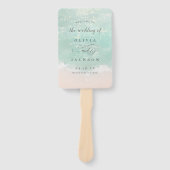 Elegant mousserende oceaanstrandtrouwprogramma's handwaaier (Voorkant)