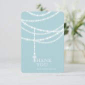 Elegant mousserende Rosary Beads en Cross Religies Kaart (Staand voorkant)