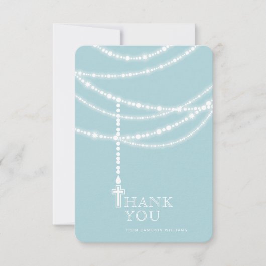 Elegant mousserende Rosary Beads en Cross Religies Kaart (Voorkant)