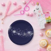 Elegant mousserende sterren op Navy Blue Papieren Bordje (Feest)